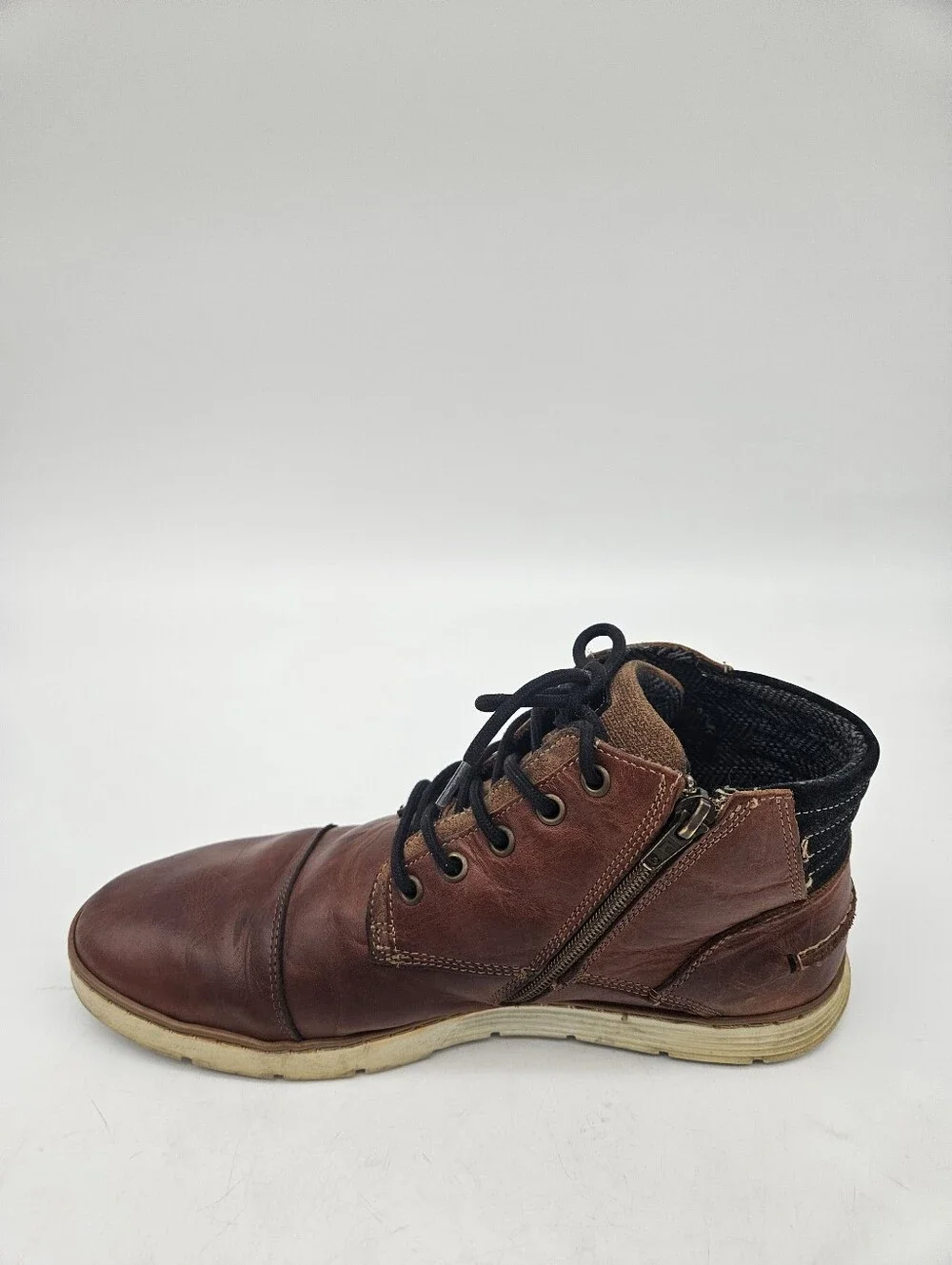 Bullboxer Adyn Chukka Brown Side Zipper Cap Toe Boot Mens Sz 10 made in Portugal